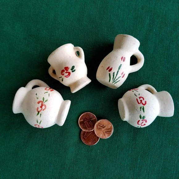 Hand Crafted Accents Four Cute Handmade Miniature Pottery Vases